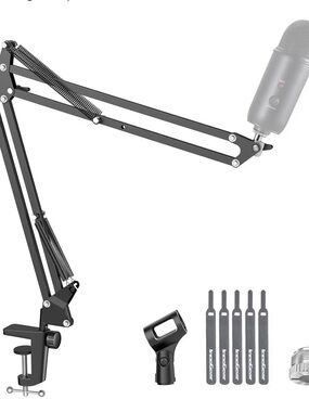 InnoGear Adjustable Black Studio Arm Stand with Clamp for Microphones